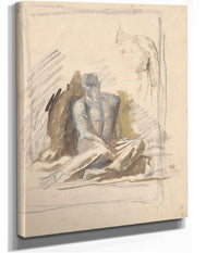 A Study Of A Seated Figure Of A Man   by Ladislav Mednyanszky