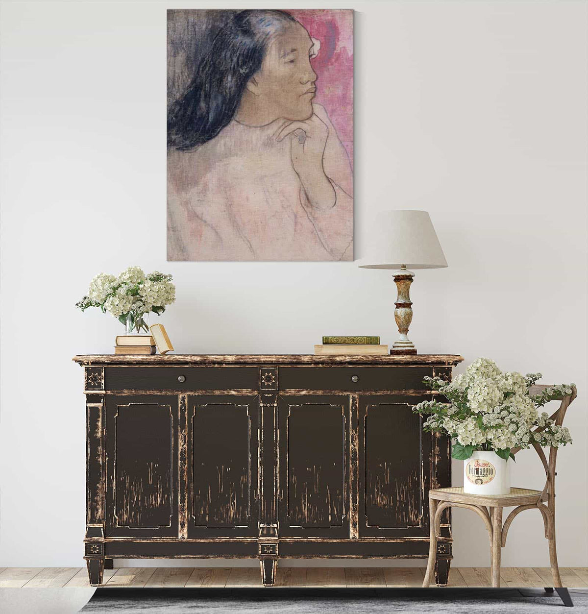 A Tahitian Woman With A Flower In Her Hair   by Paul Gauguin