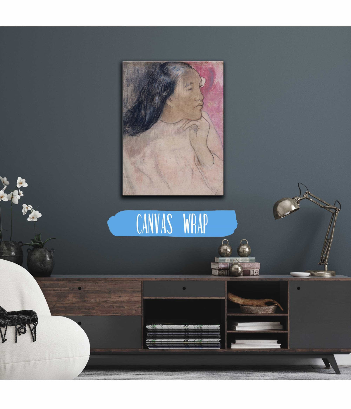 A Tahitian Woman With A Flower In Her Hair   by Paul Gauguin