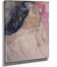 A Tahitian Woman With A Flower In Her Hair   by Paul Gauguin