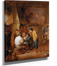 A Tavern Interior With Boors Playing Cards by David Teniers The Younger