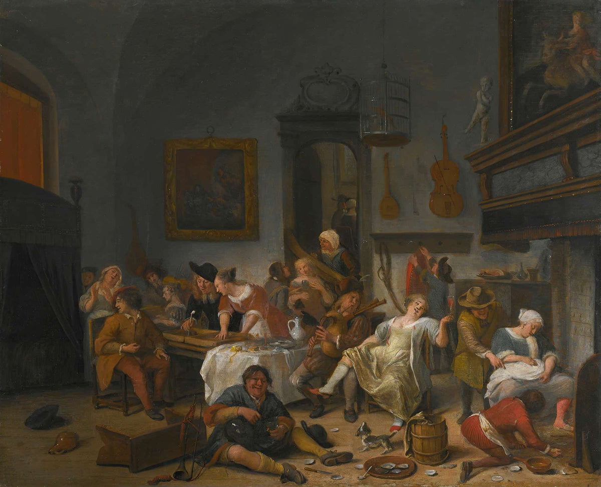 A Tavern Interior With People Drinking And Music Making by Jan Steen