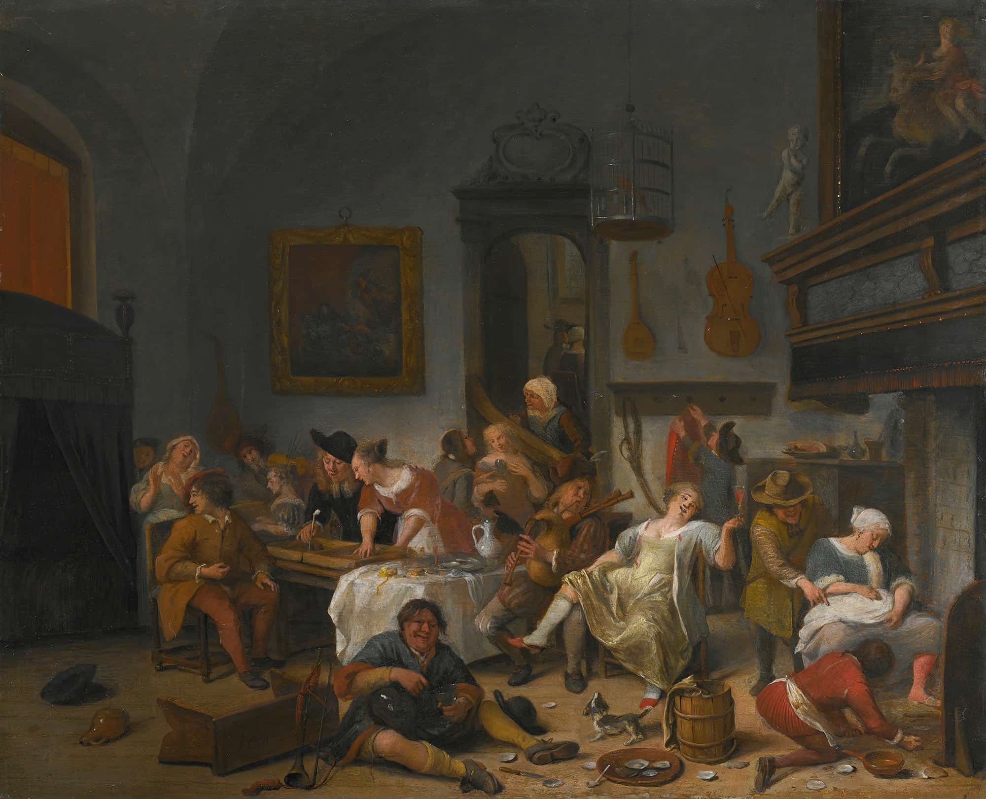 A Tavern Interior With People Drinking And Music Making by Jan Steen