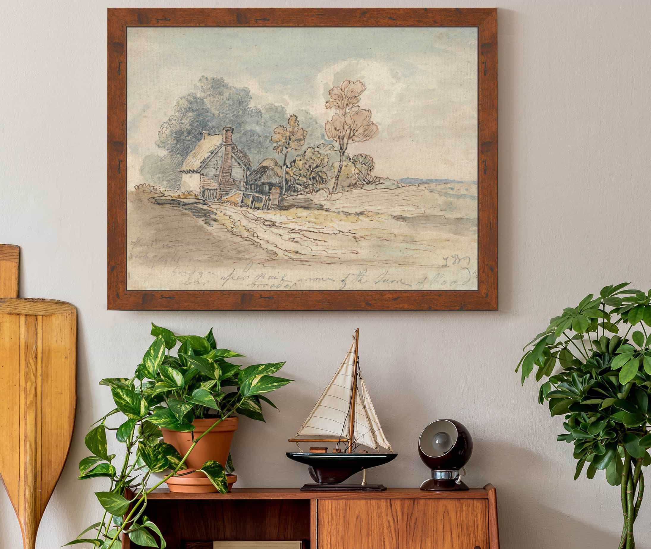 A Thatched Cottage And Trees At The Turn Of A Country Road by James Ward
