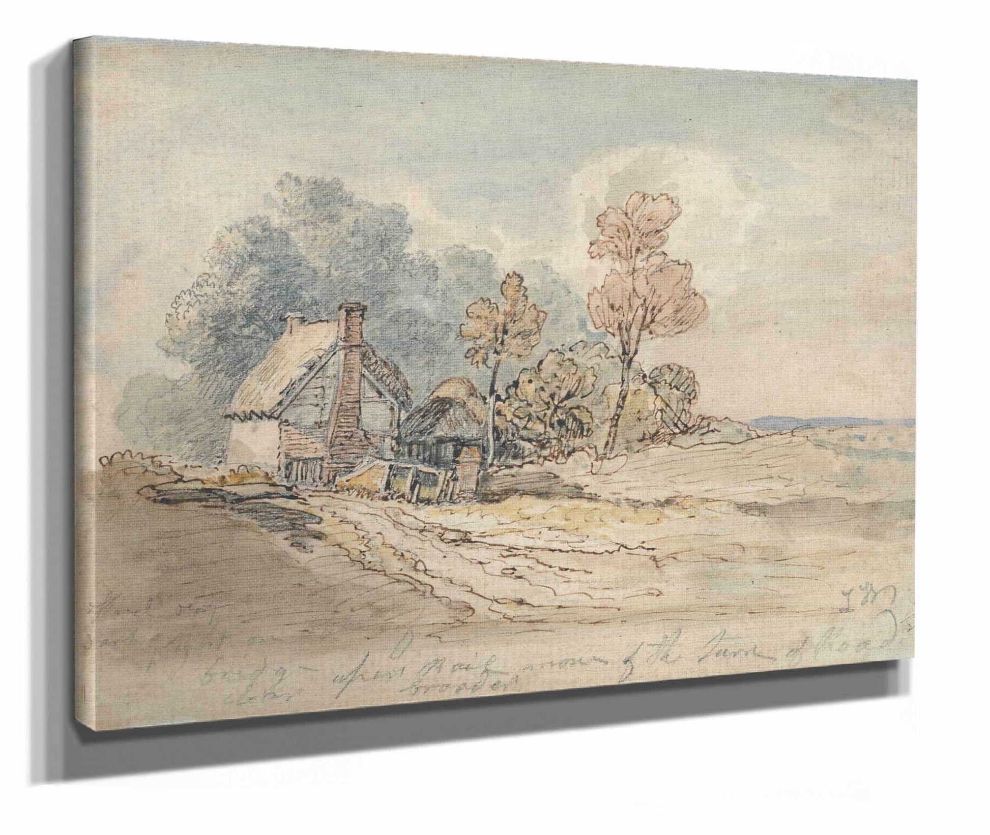 A Thatched Cottage And Trees At The Turn Of A Country Road by James Ward