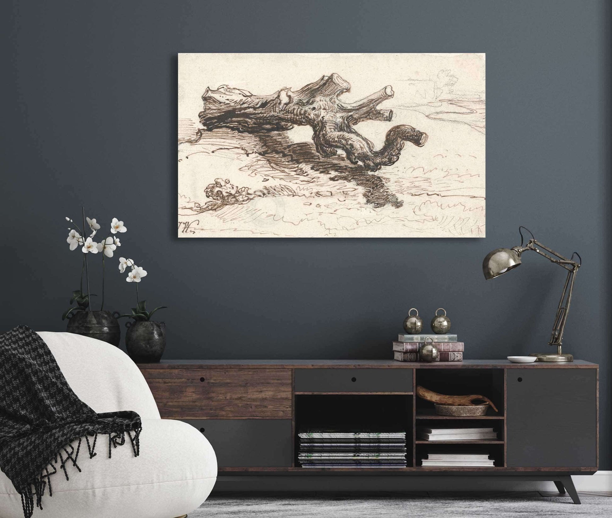 A Tree Trunk On The Ground by James Ward