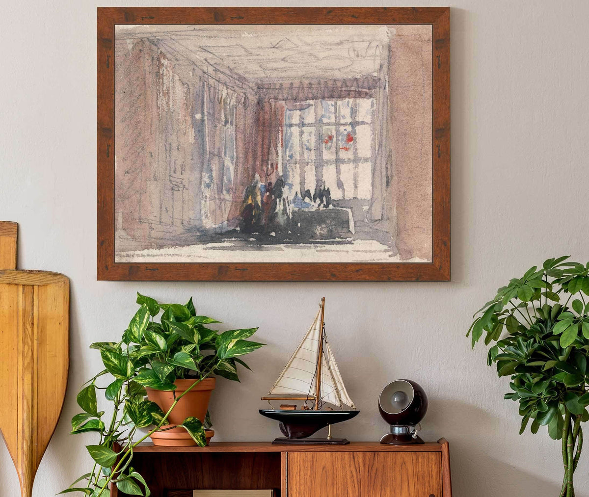 A Tudor Room With Figures Mid To Late S by David Cox