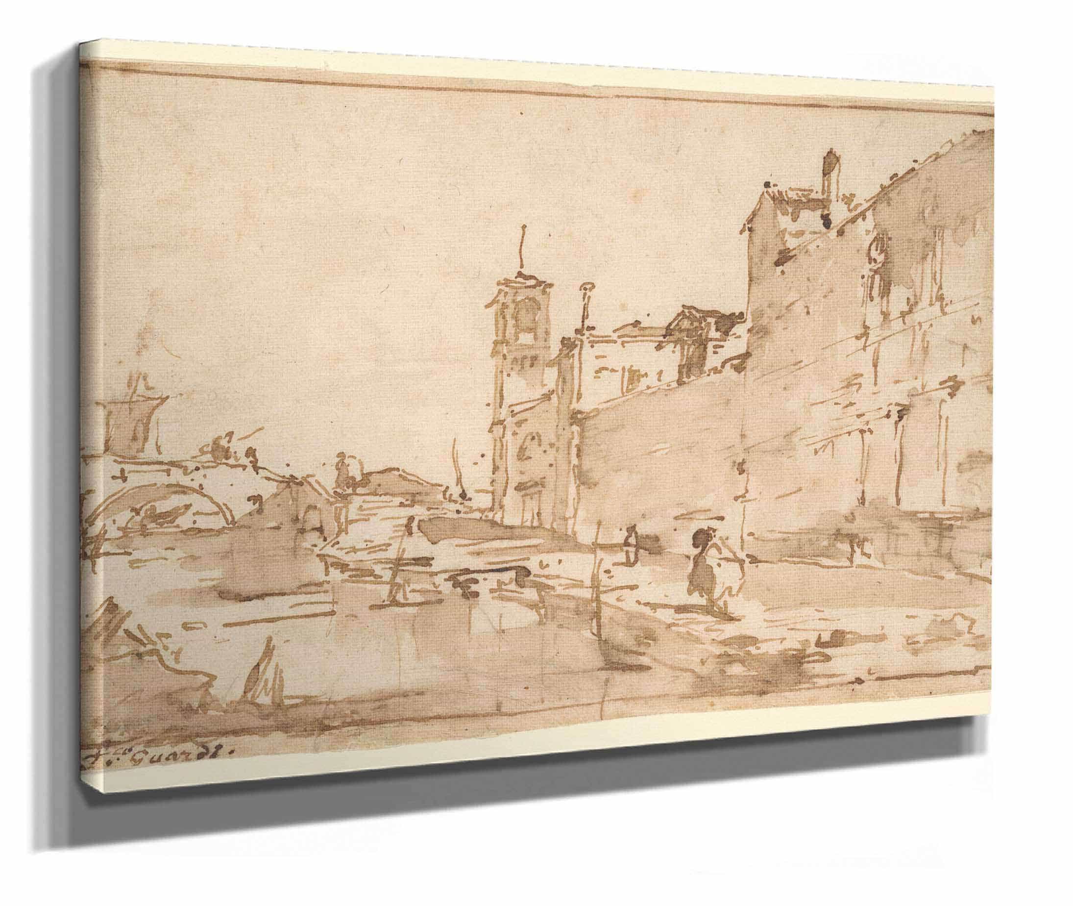 A Venetian Capriccio A Rio Leading To A Bridge  by Francesco Guardi