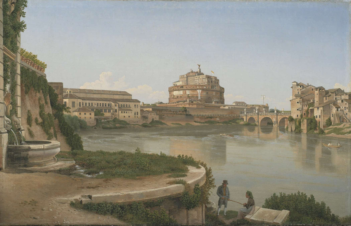 A View Across The Tiber From Trastevere Towards Castel S Angelo by Christoffer Wilhelm Eckersberg