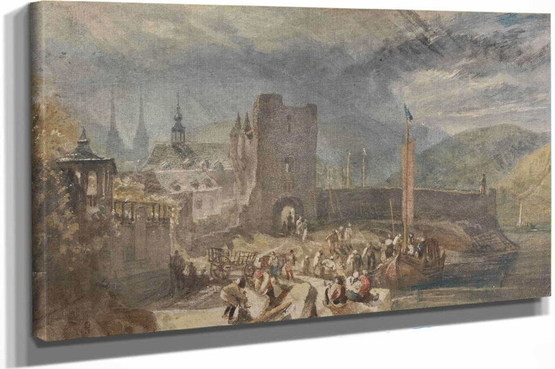 A View Of Boppart With Figures On The River Bank by Joseph Mallord William Turner