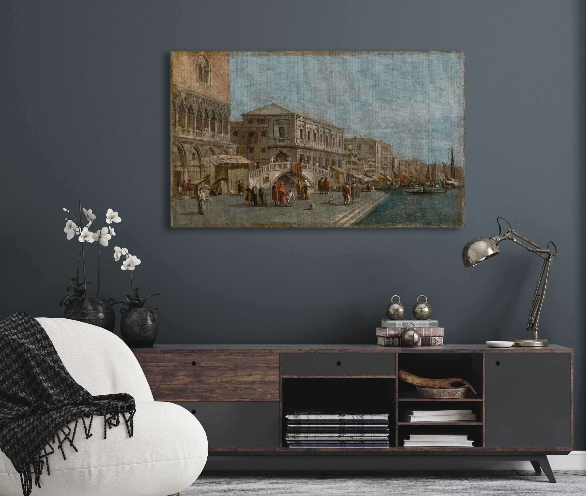 A View Of The Molo And The Riva Degli Schiavone In Venice by Francesco Guardi