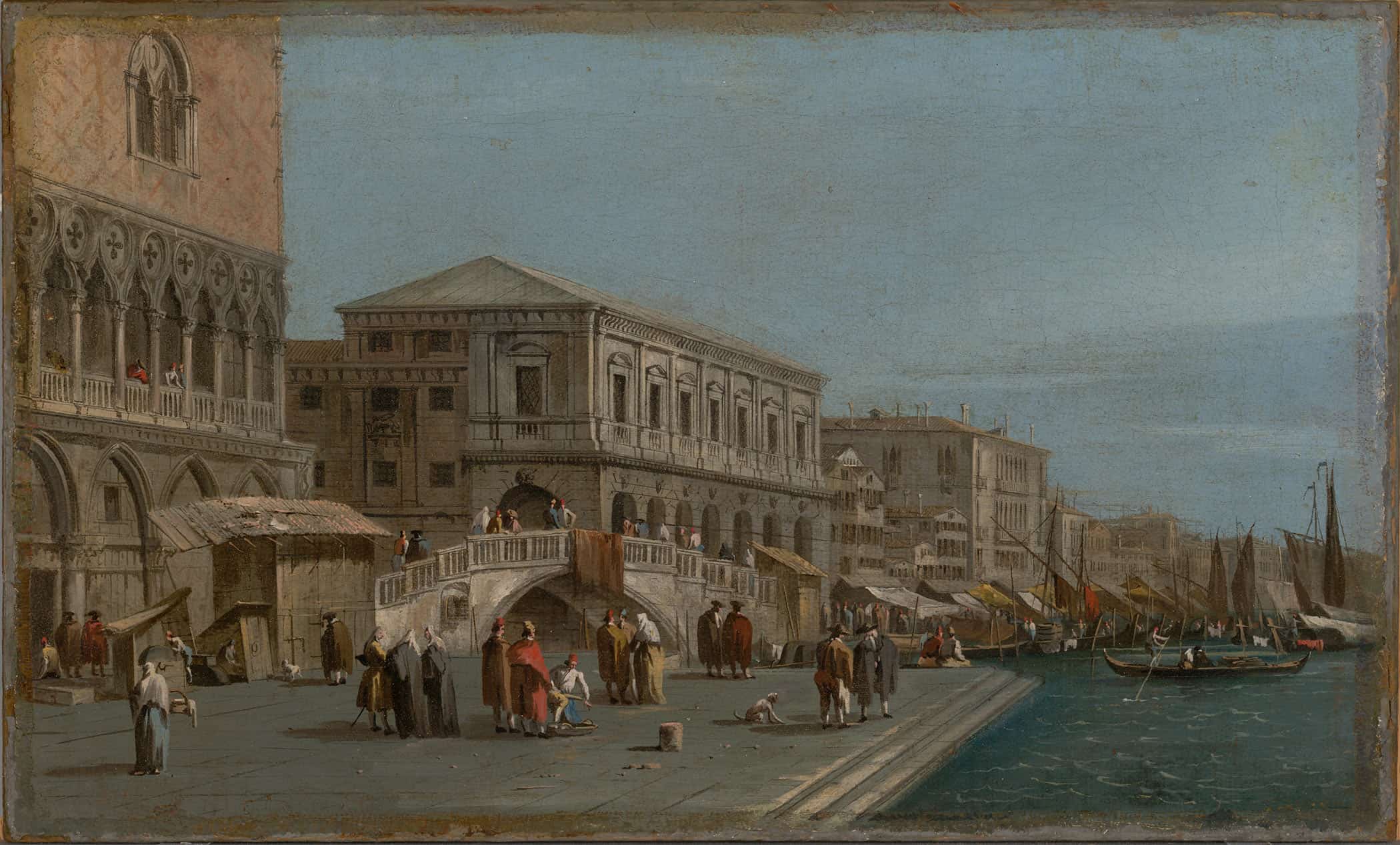 A View Of The Molo And The Riva Degli Schiavone In Venice by Francesco Guardi