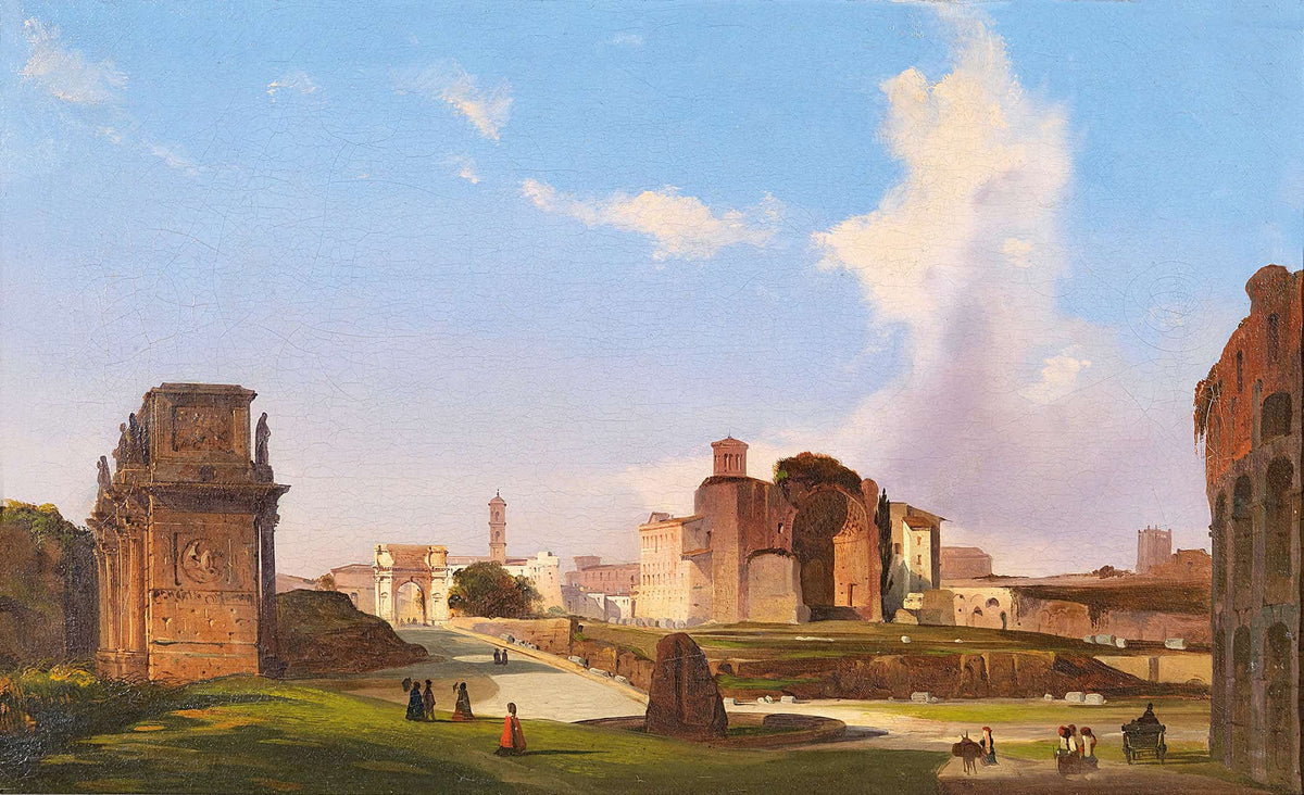 A View Of The Roman Forum With The Arch Of Constantine by Ippolito Caffi