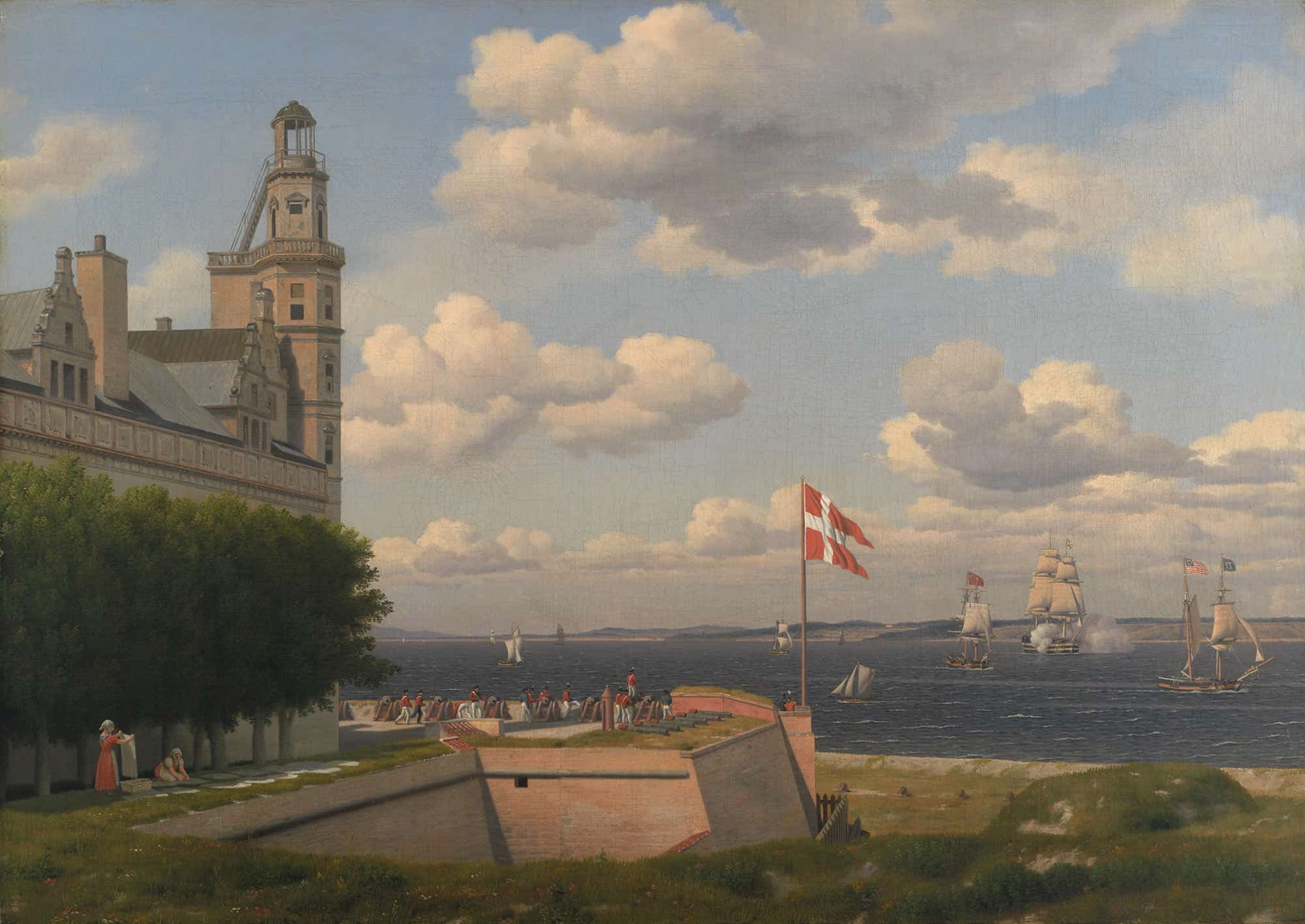 A View Towards The Swedish Coast From The Ramparts Of Kronborg Castle by Christoffer Wilhelm Eckersberg