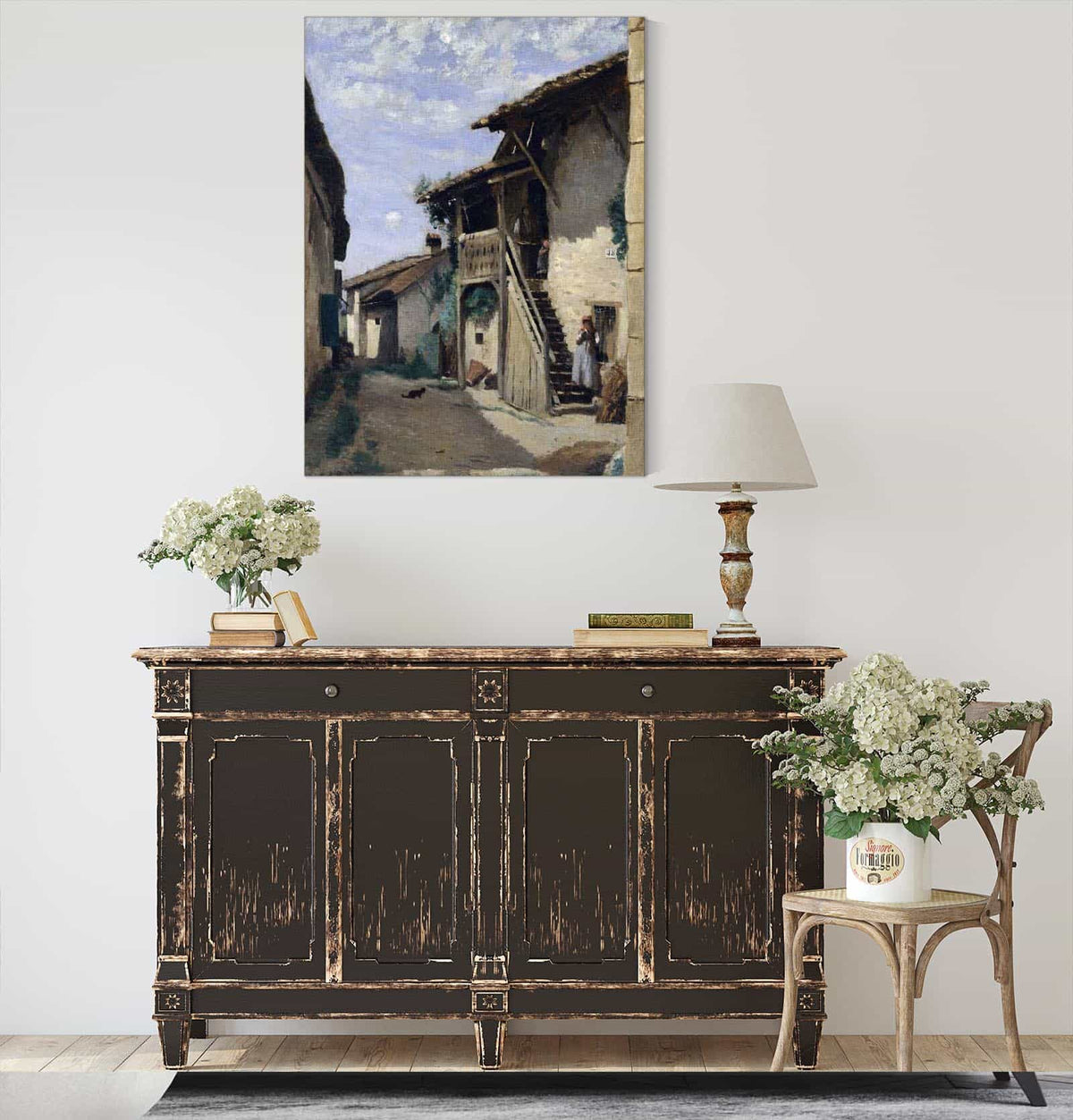 A Village Street Dardagny by Jean Baptiste Camille Corot