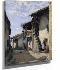 A Village Street Dardagny by Jean Baptiste Camille Corot
