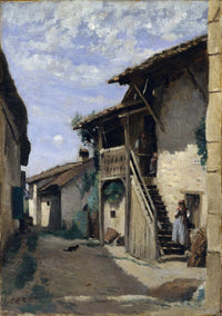 A Village Street Dardagny by Jean Baptiste Camille Corot
