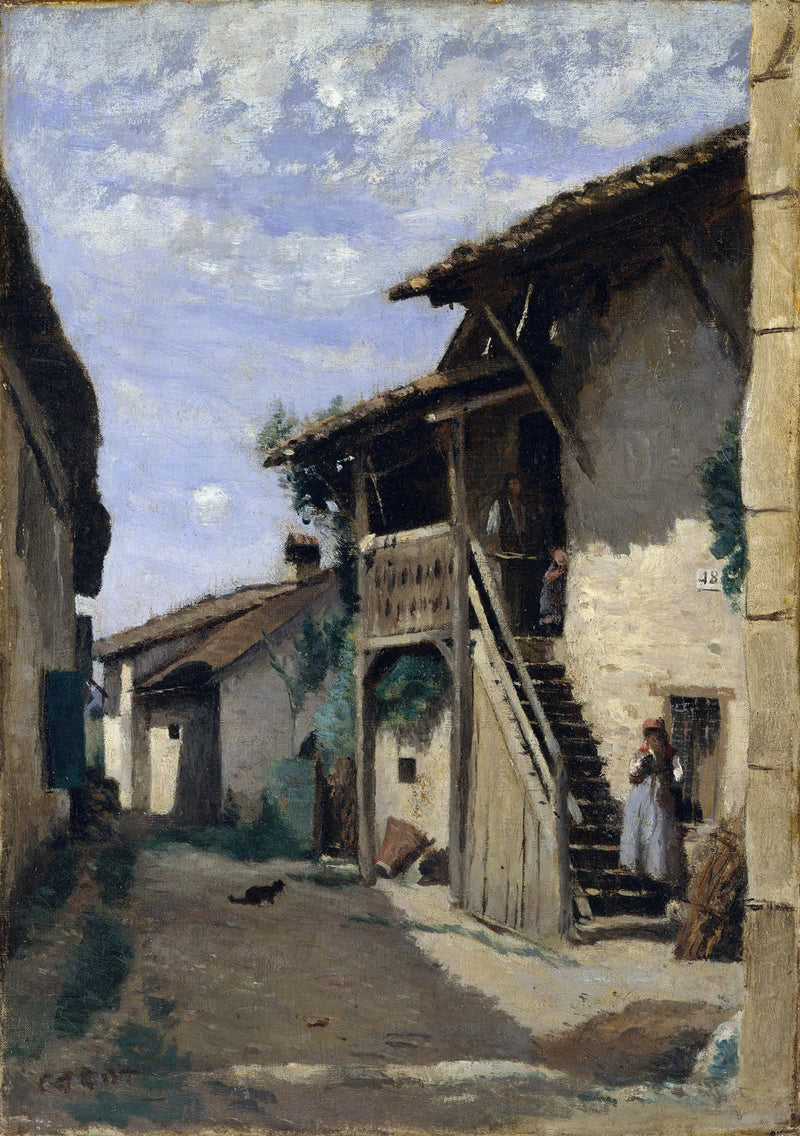 A Village Street Dardagny by Jean Baptiste Camille Corot