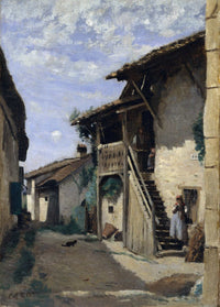 A Village Street Dardagny by Jean Baptiste Camille Corot
