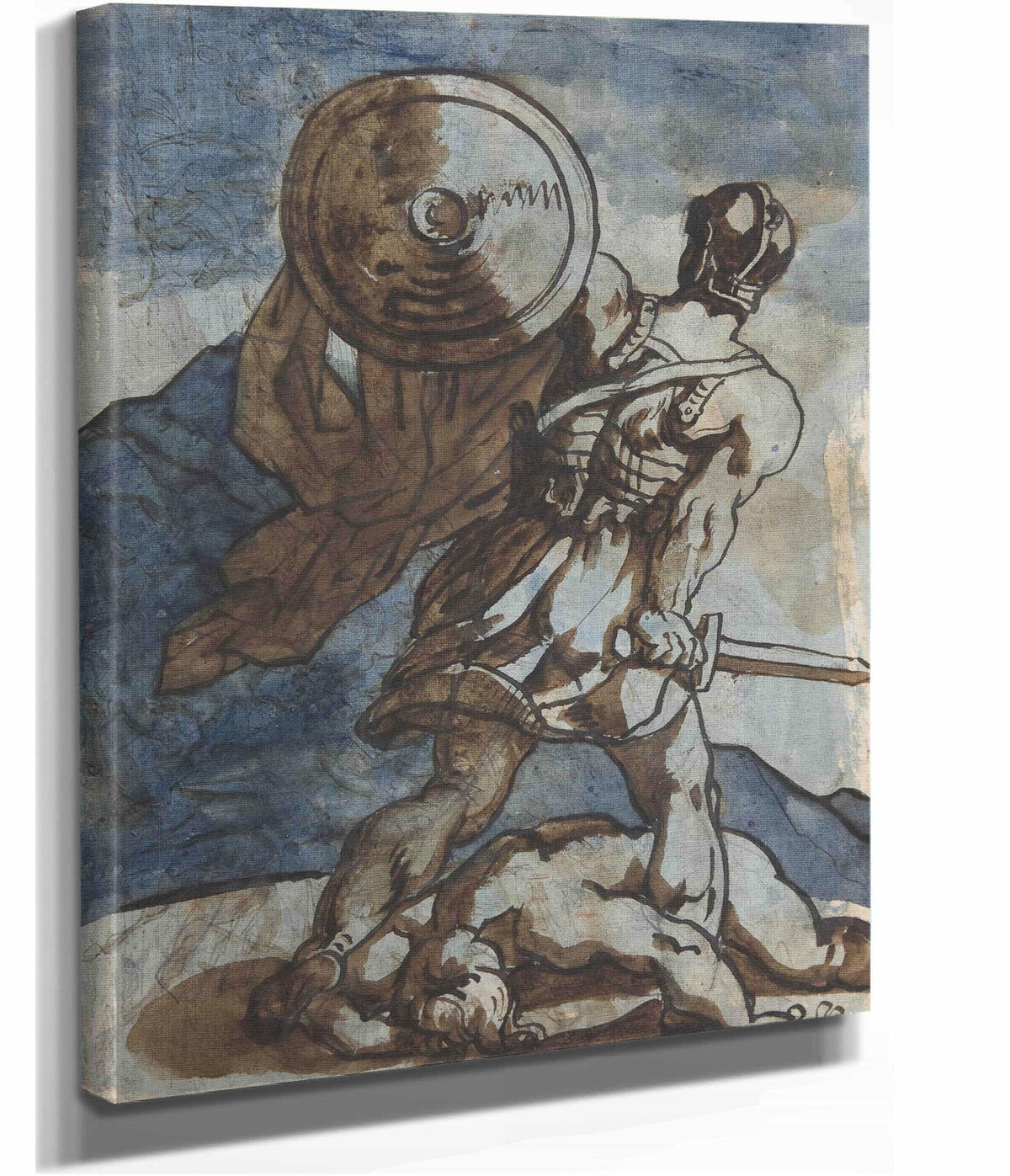 A Warrior Holding A Shield And Sword Seen From The Back   by Theodore Gericault