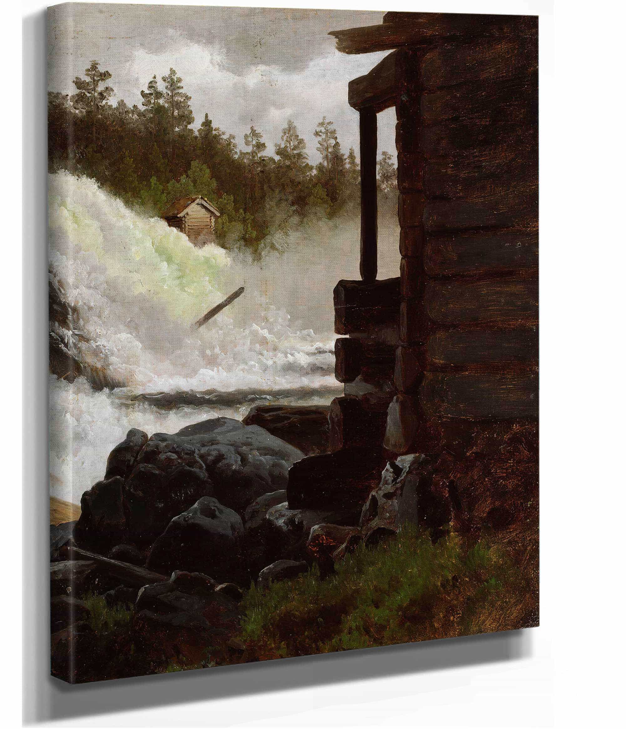 A Waterfall by Adolph Tidemand