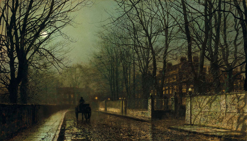 A Wet Moon Putney Road by John Atkinson Grimshaw