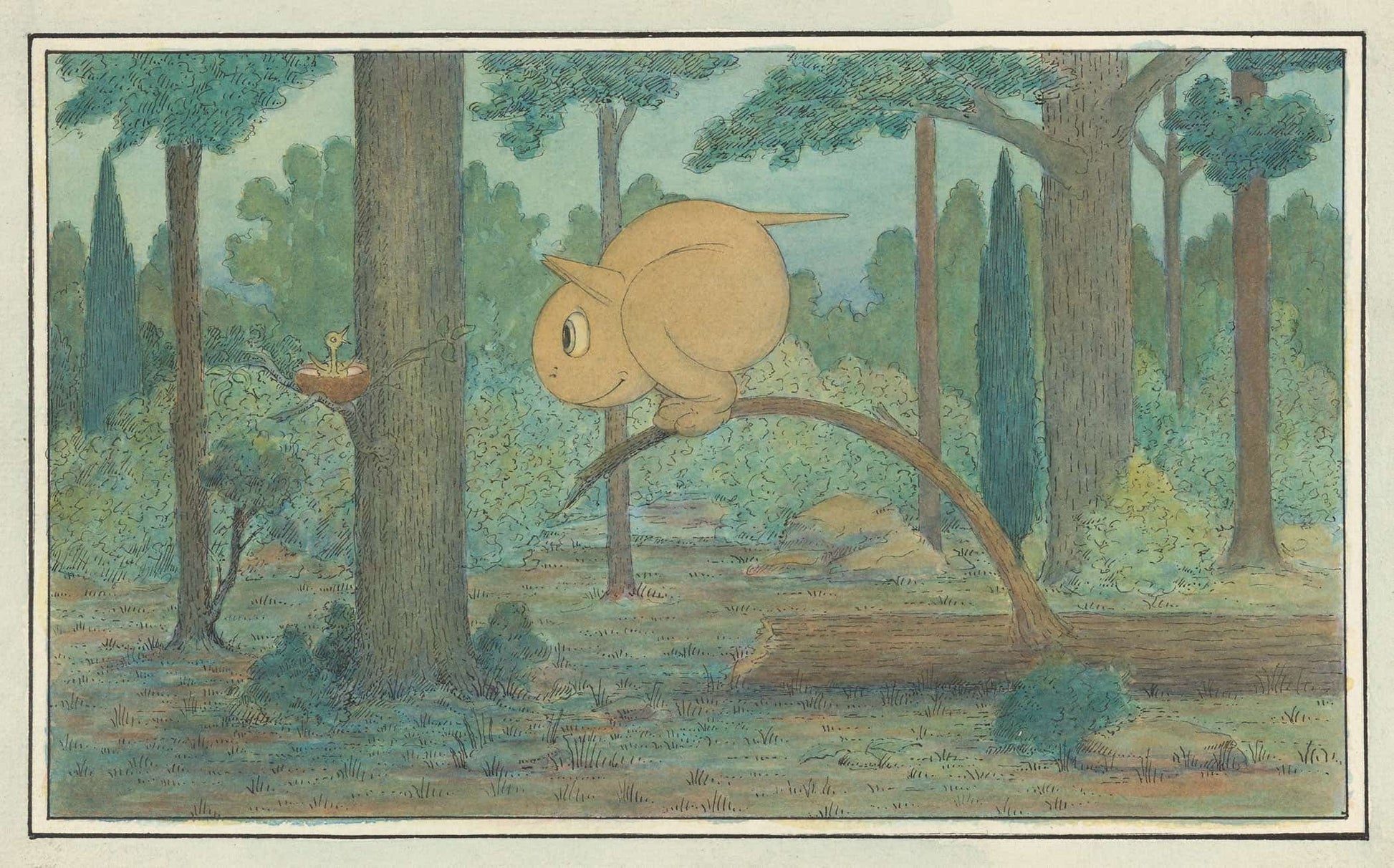 A Wiggle Much Creature Looking At A Birds Nest by Herbert Crowley
