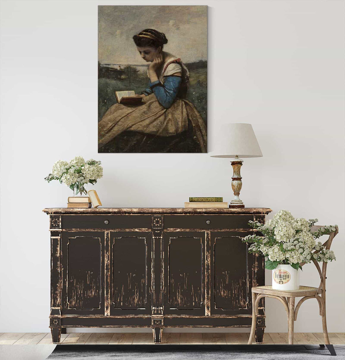 A Woman Reading by Jean Baptiste Camille Corot