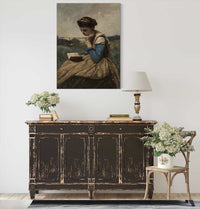 A Woman Reading by Jean Baptiste Camille Corot