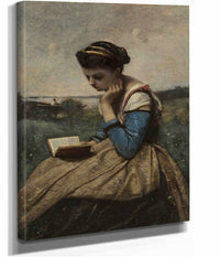A Woman Reading by Jean Baptiste Camille Corot
