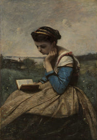 A Woman Reading by Jean Baptiste Camille Corot