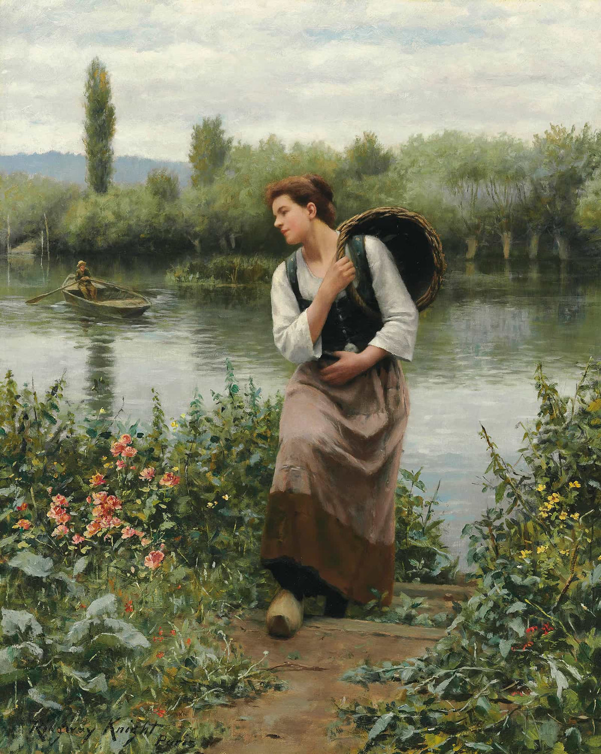 A Woman With A Basket by Daniel Ridgway Knight