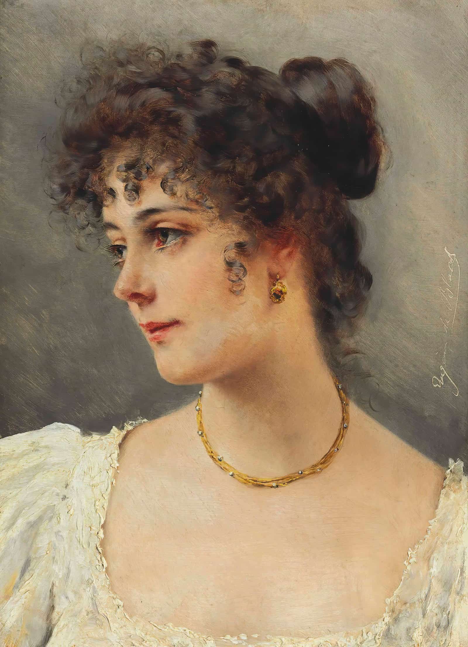 A Young Beauty by Eugen Von Blaas