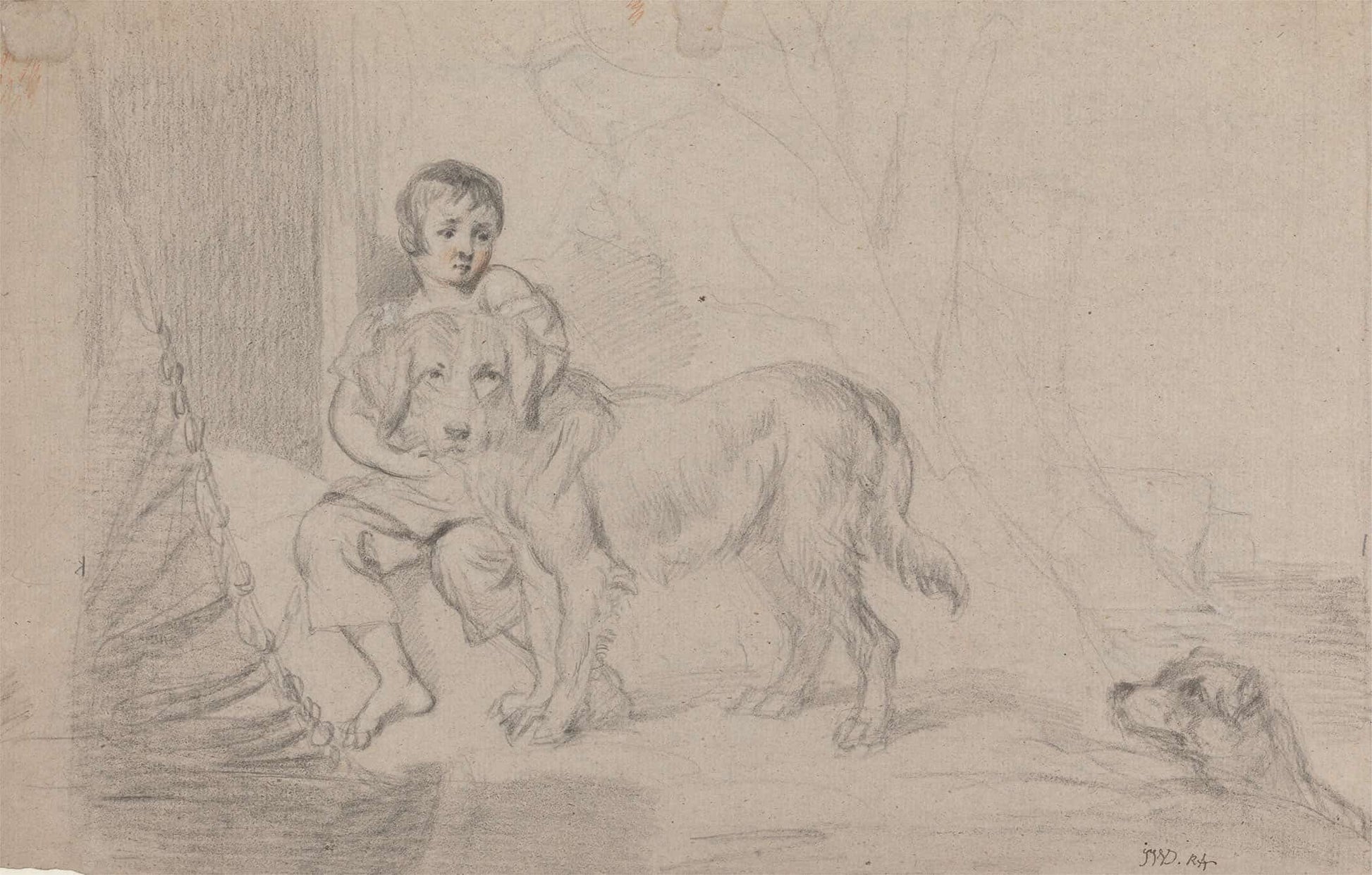 A Young Boy With Dogs by James Ward