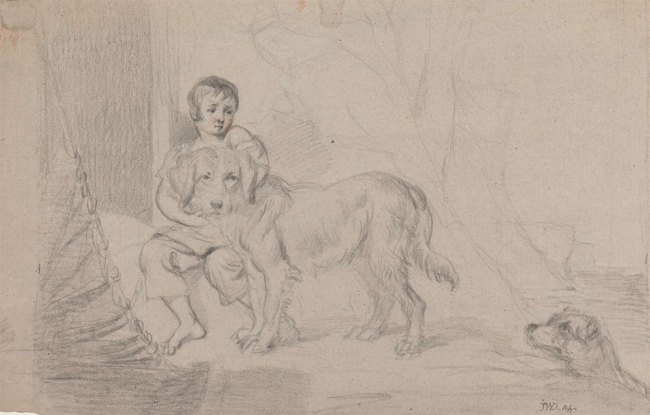 A Young Boy With Dogs by James Ward