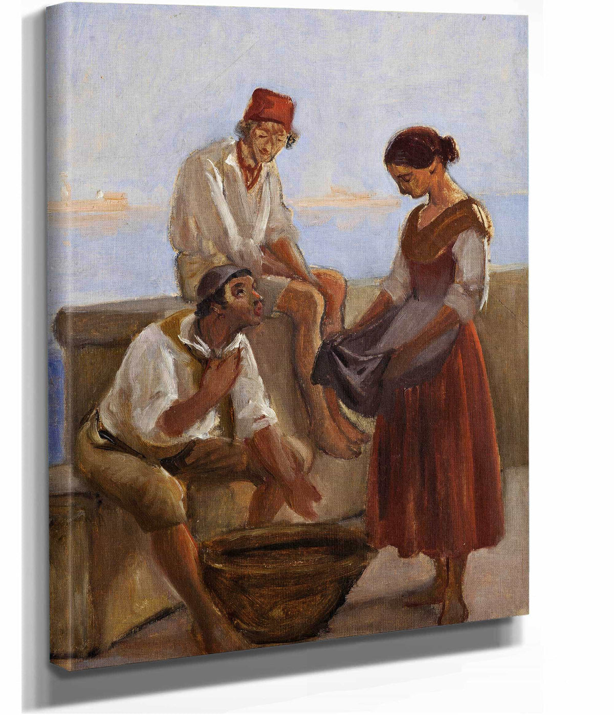 A Young Girl And Two Fishermen by Wilhelm Marstrand