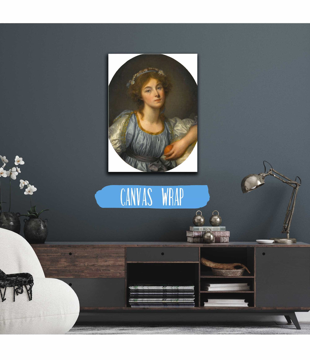 A Young Girl Holding An Orange by Jean Baptiste Greuze