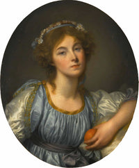 A Young Girl Holding An Orange by Jean Baptiste Greuze