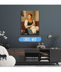 A Young Girl In Traditional Costume Sewing At Home by Franz Von Defregger