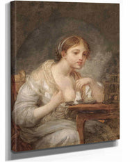 A Young Woman With A Birdcage by Jean Baptiste Greuze