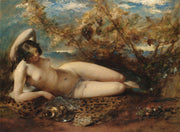 A Young Women Reclining On A Fur Rug S by William Etty