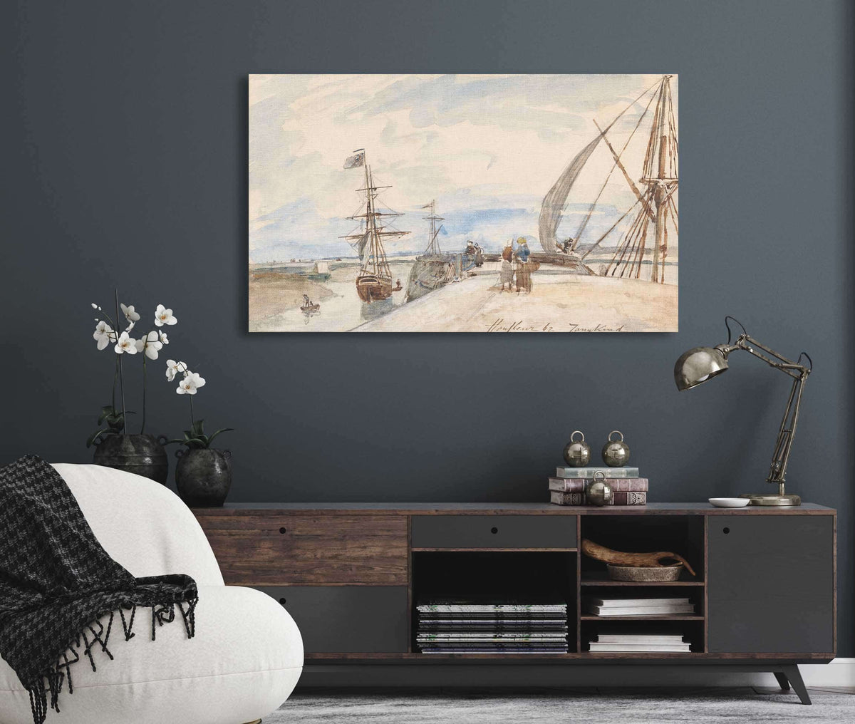 Aanlegsteiger Te Honfleur by Johan Barthold Jongkind