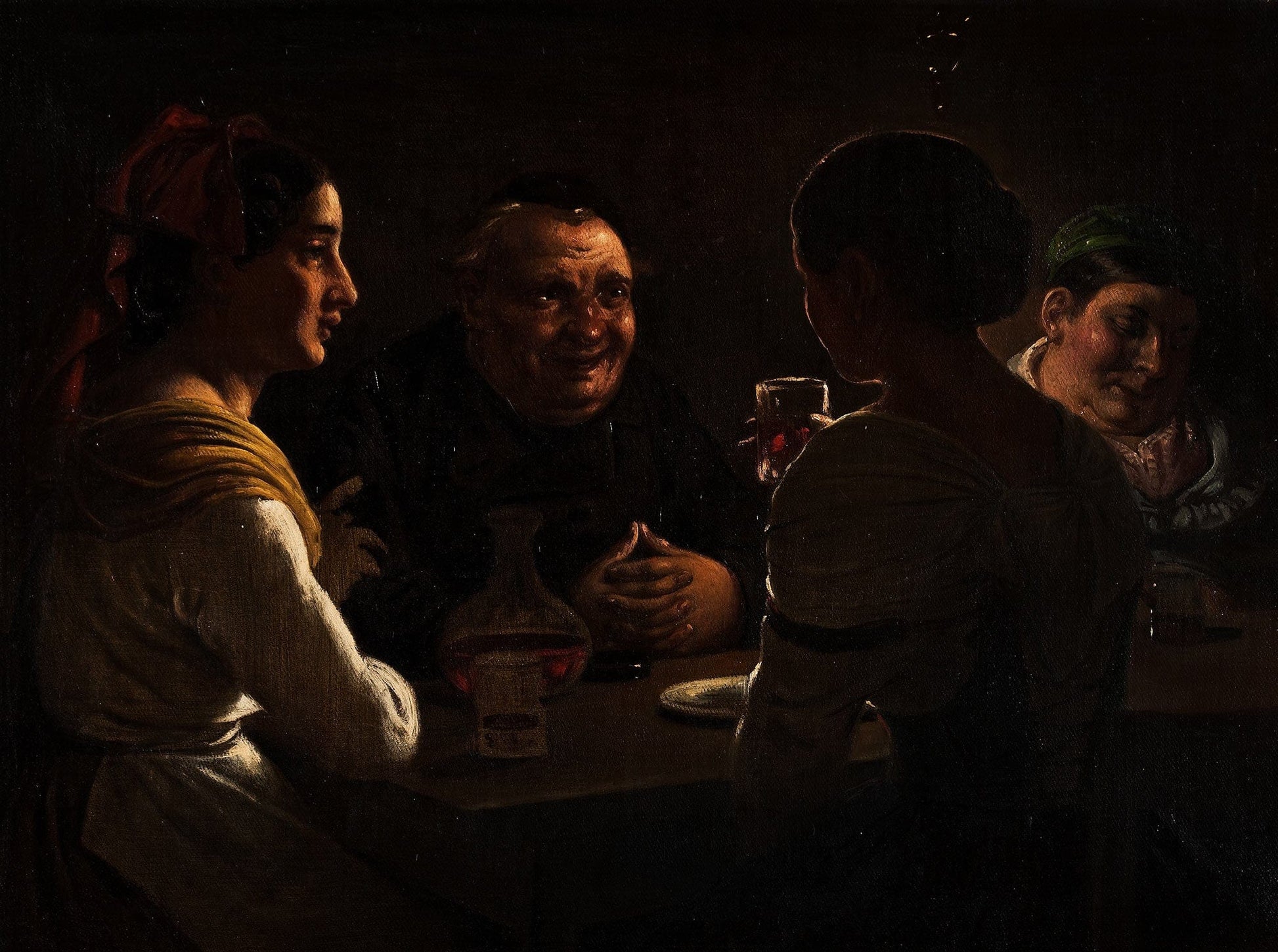 Abbate Jesting With Two Young Girls by Wilhelm Marstrand
