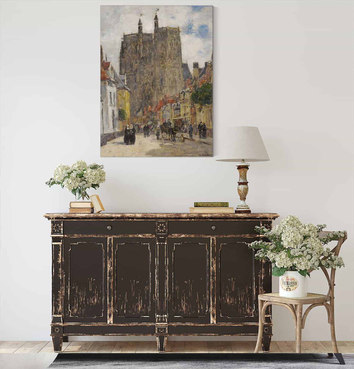 Abbeville Rue Et Eglise Saint Vulfran by Eugene Boudin