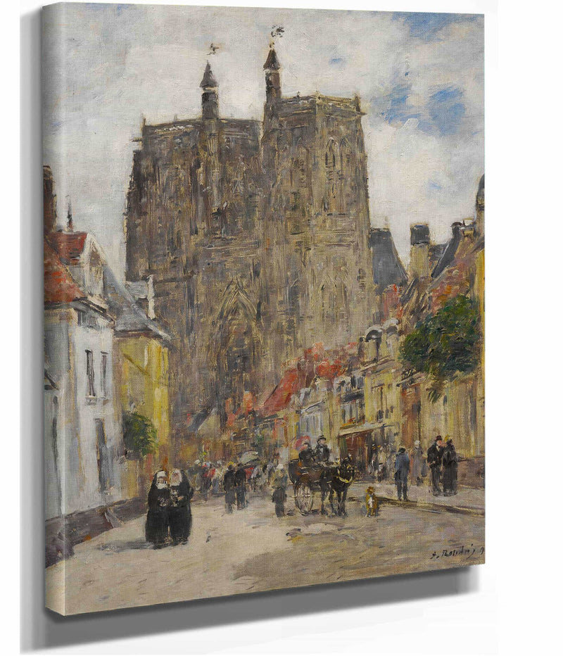 Abbeville Rue Et Eglise Saint Vulfran by Eugene Boudin