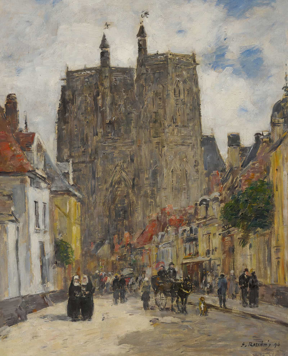 Abbeville Rue Et Eglise Saint Vulfran by Eugene Boudin