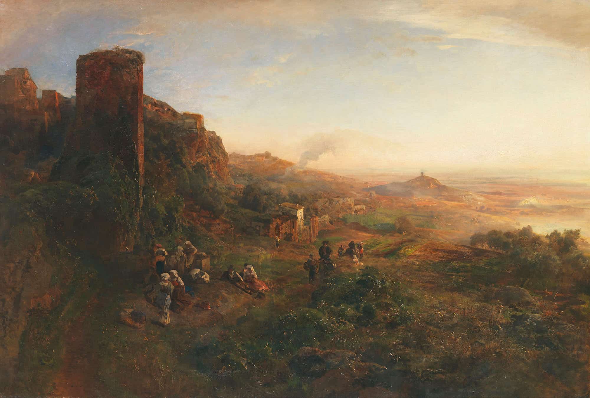 Abendstimmung In Den Albaner Bergen by Oswald Achenbach
