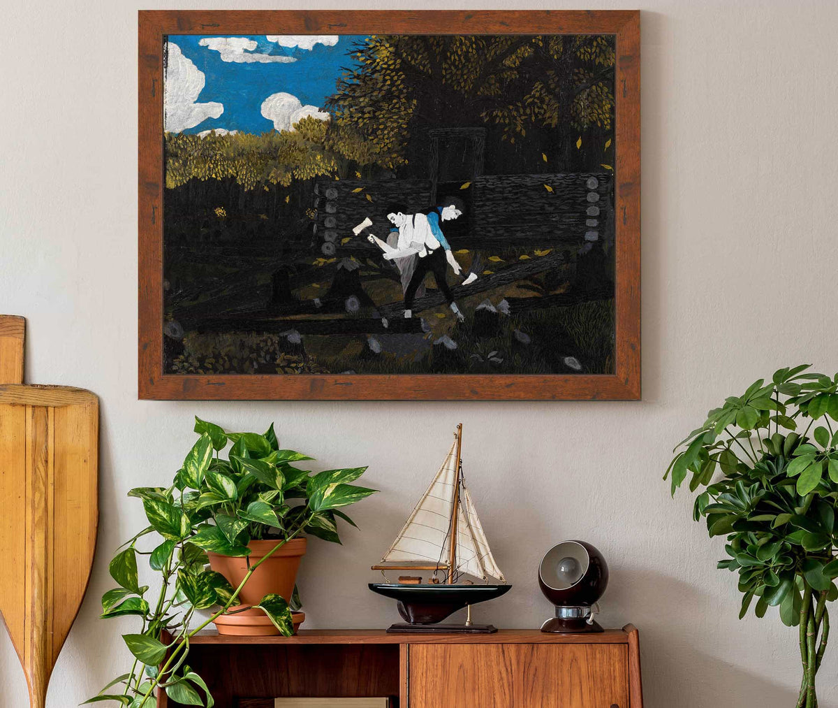 Abraham Lincoln And His Father Building Their Cabin On Pigeon Creek by Horace Pippin