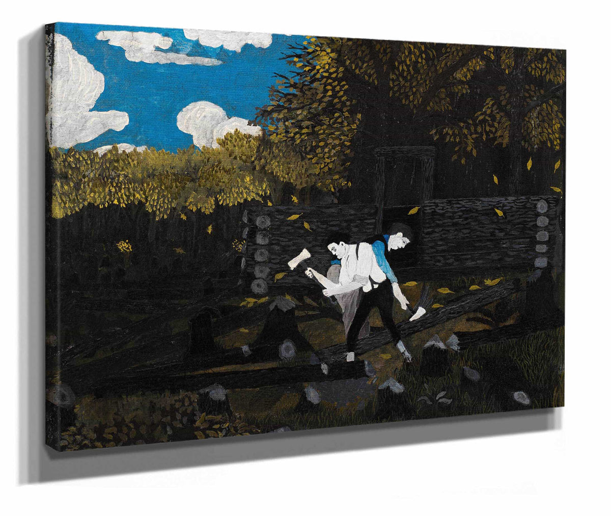 Abraham Lincoln And His Father Building Their Cabin On Pigeon Creek by Horace Pippin