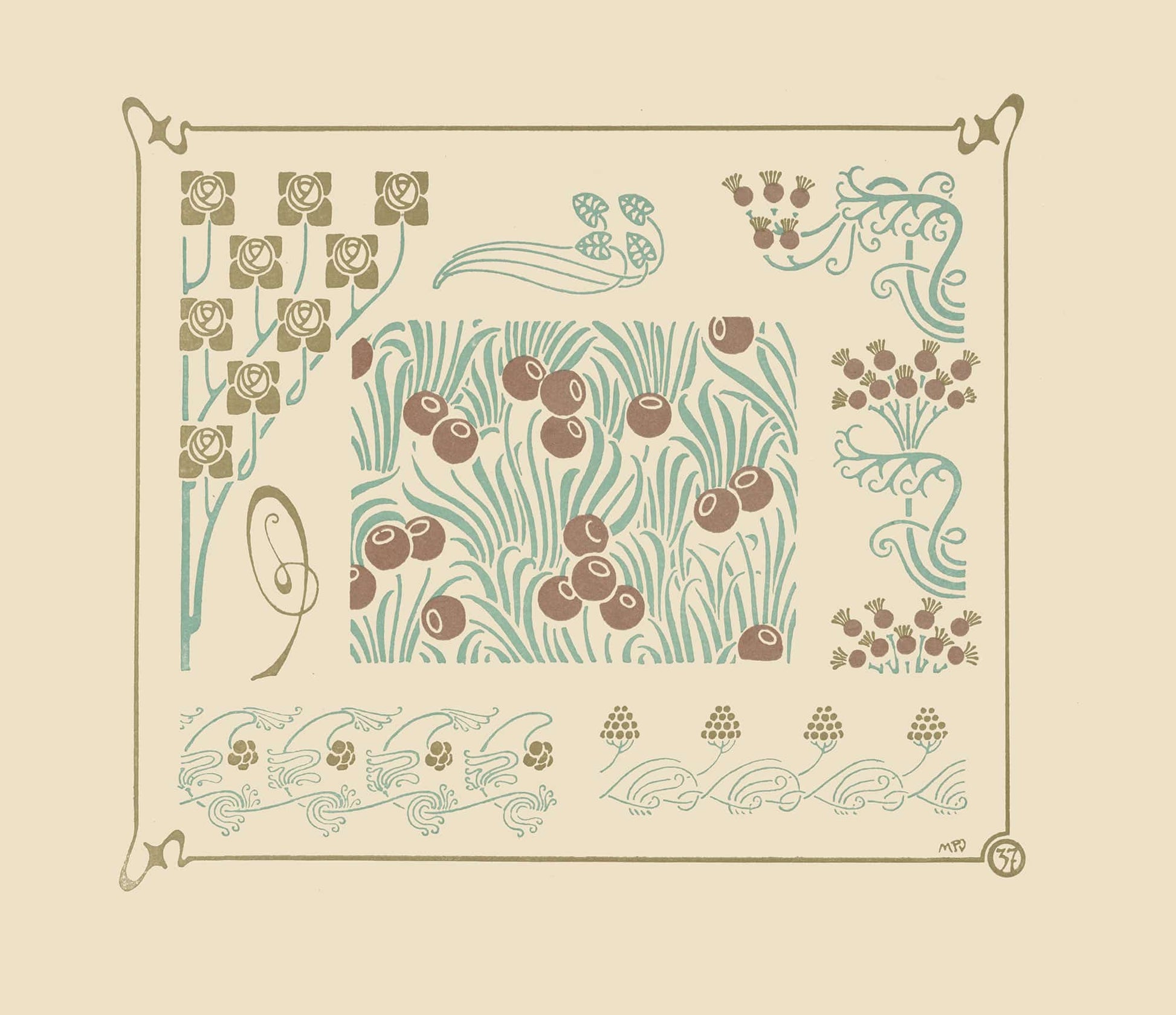 Abstract Design Based On Berries And Flower Buds by Maurice Pillard Verneuil